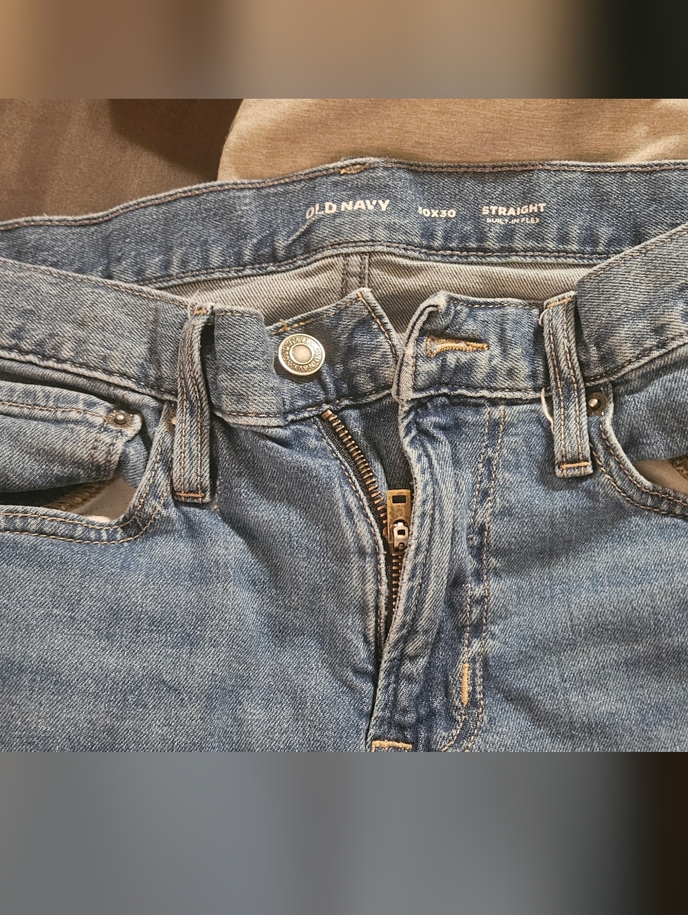 Old Navy Light Blue Straight Jeans with Zip Fly 30x30